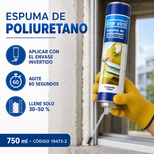Espuma de poliuretano 19473-2 — aplicación correcta con envase invertido