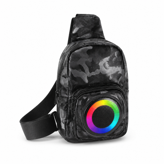 Bolso bandolera con bocina Bluetooth RGB 8 W — 25183-2 sobre fondo blanco