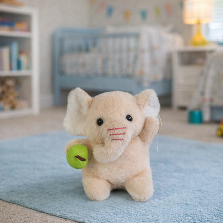 Peluche Elefante Duoguo con Accesorio de Pelota, Figurita Suave Compacta, Diseño Bordado, Juguete para Niños