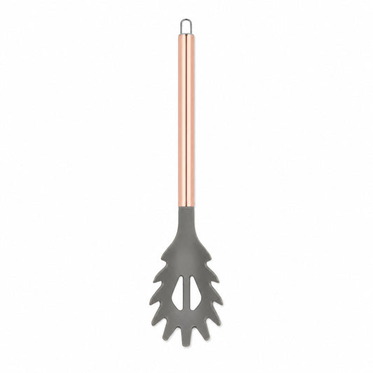 Utensilio para pasta con cabeza de silicona gris y mango rose gold