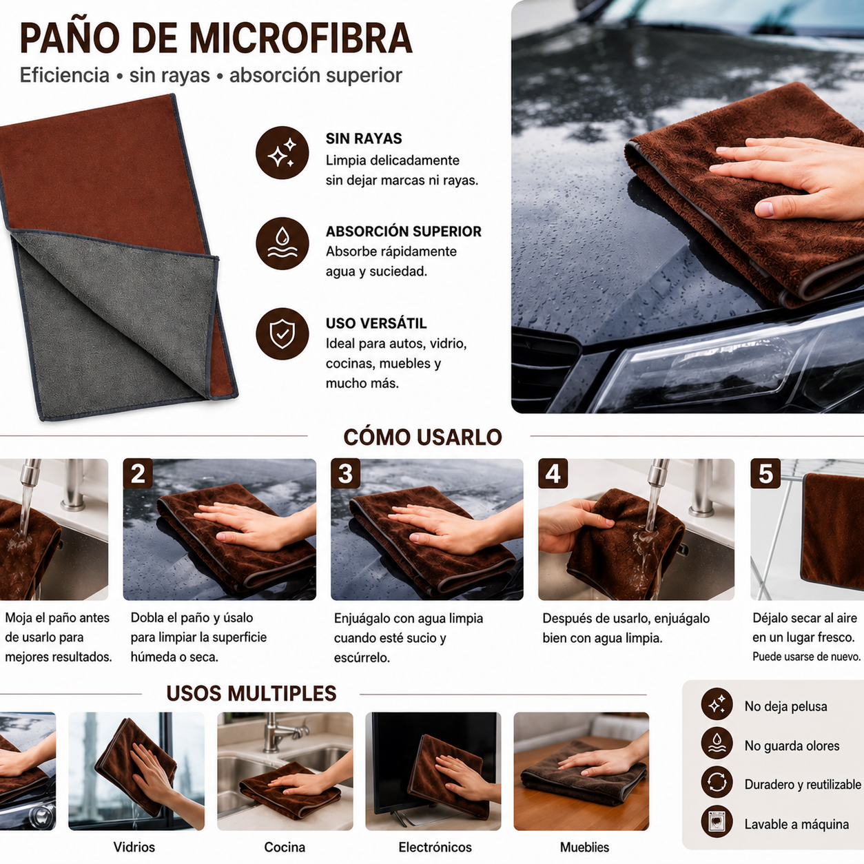 Paño de microfibra — usos en español