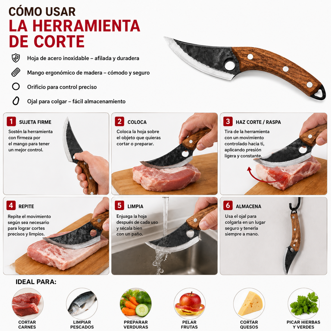 Herramienta de corte — instrucciones en español