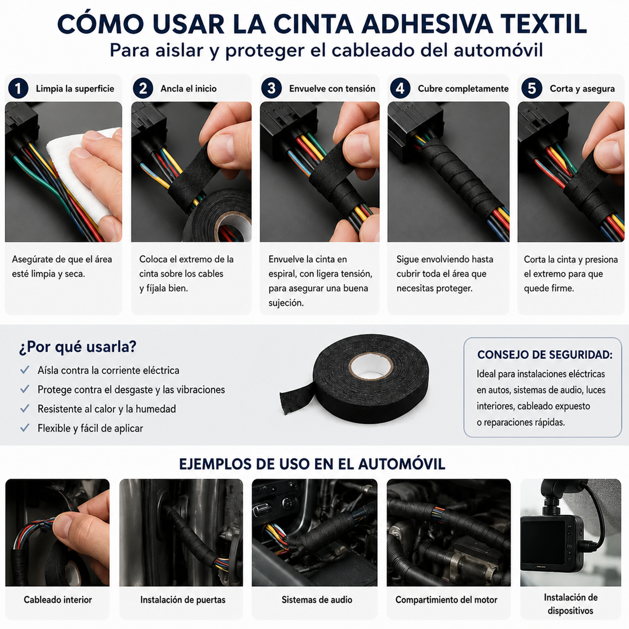 Cinta textil automotriz — instrucciones en español