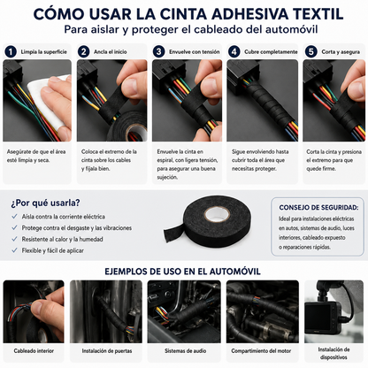 Cinta textil automotriz — instrucciones en español
