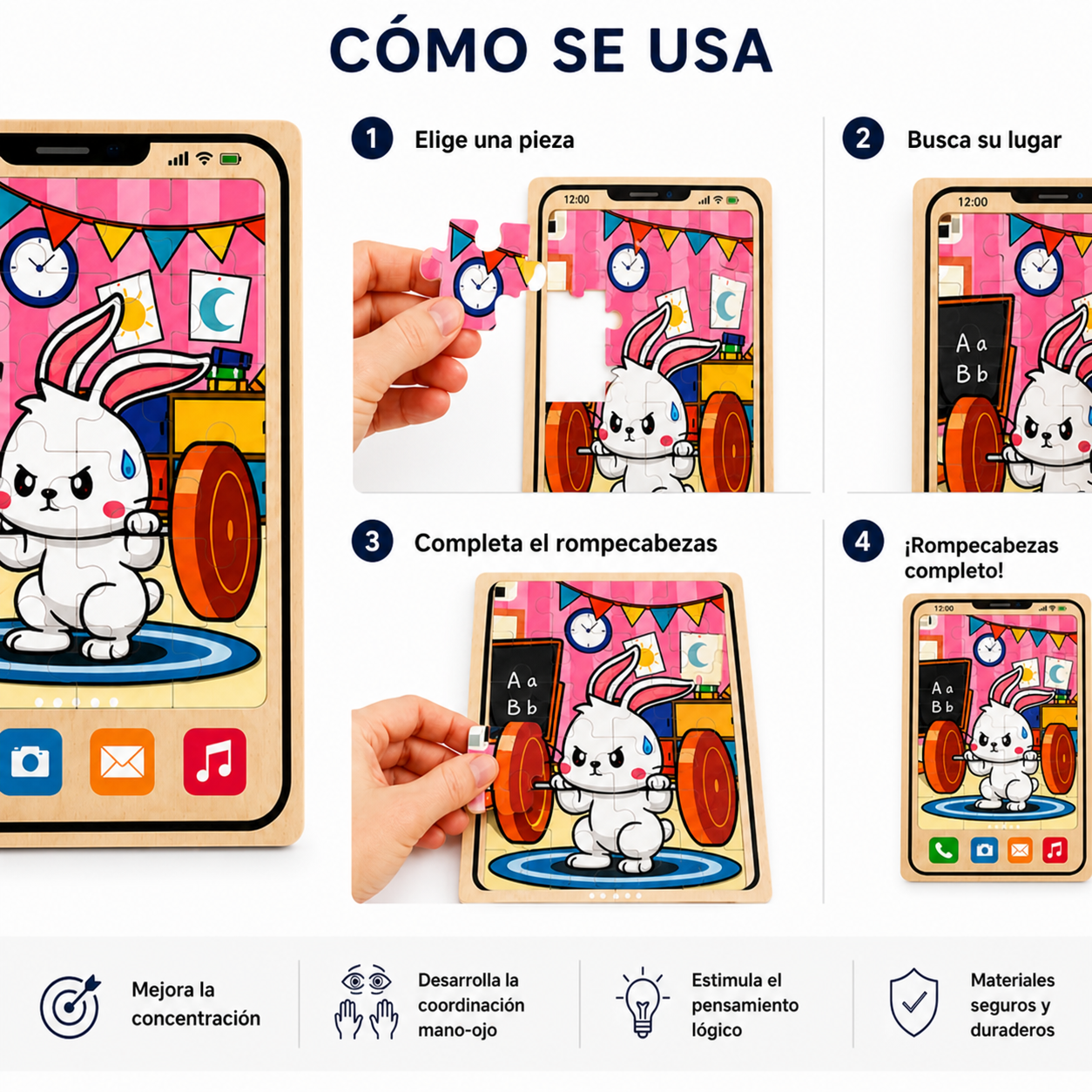 Rompecabezas de madera — instrucciones en español