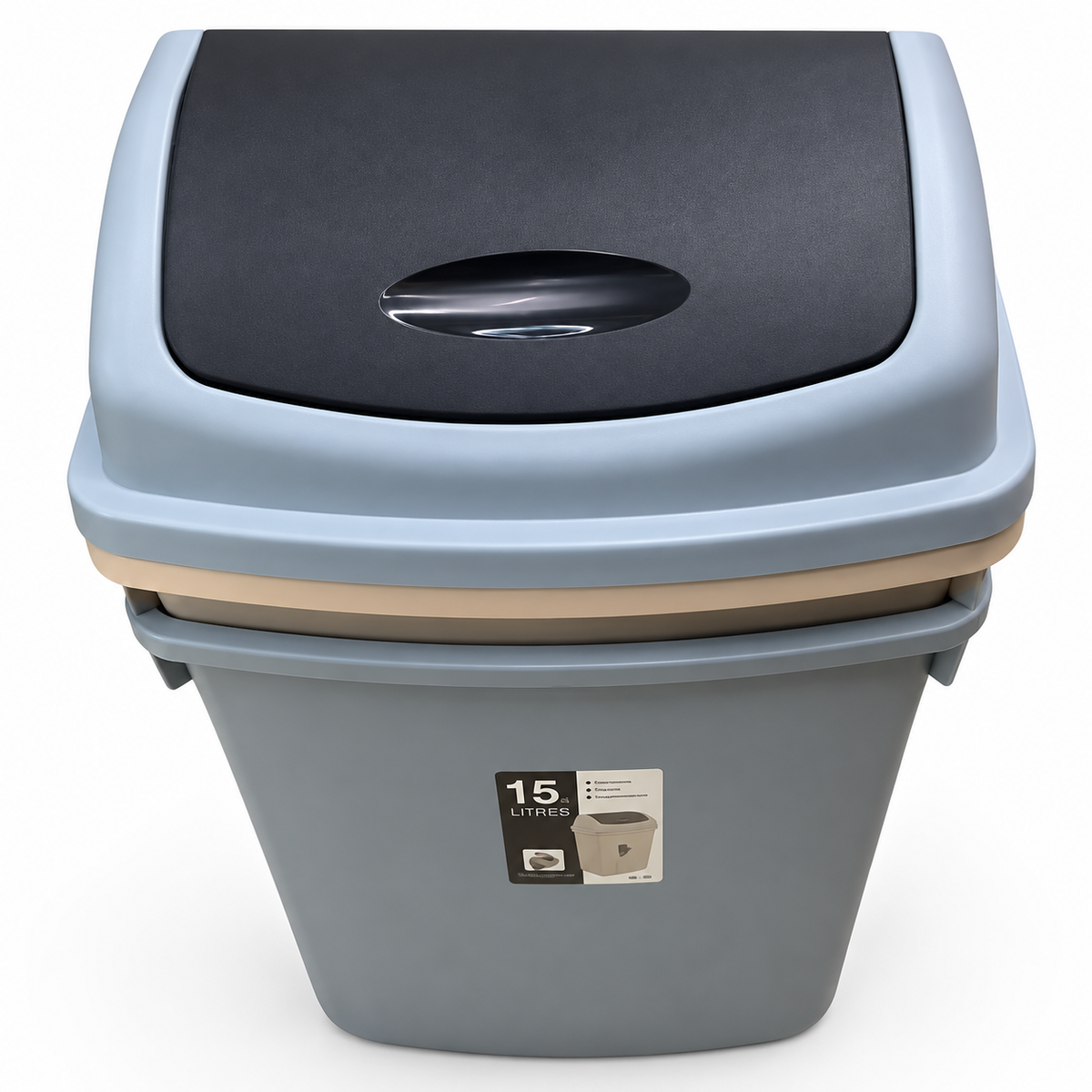Basurero de 15 L con tapa abatible 19014-33 — detalle del producto