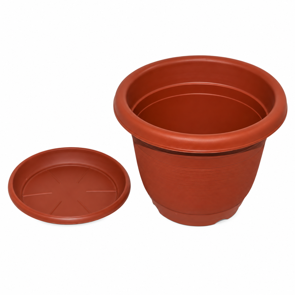 Maceta redonda con plato, modelo 19014-39 19014-39 — vista sobre fondo blanco