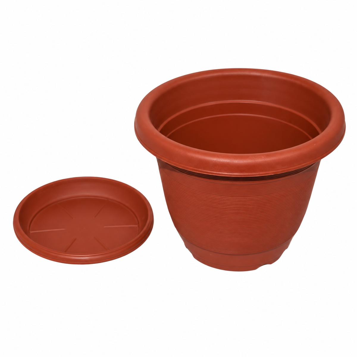 Maceta redonda con plato, modelo 19014-40 19014-40 — vista sobre fondo blanco