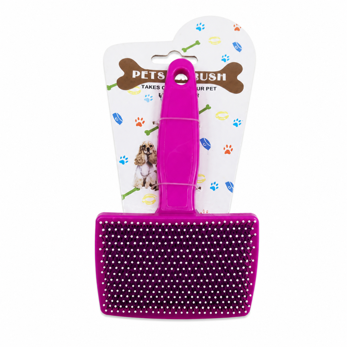 Cepillo grande fucsia para mascotas 19025-152 — fondo blanco