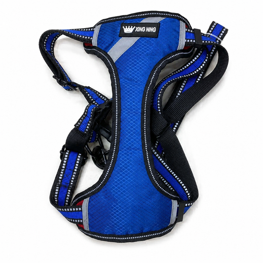 Arnés azul para perro talla L 19025-161 — fondo blanco