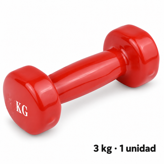 Mancuerna roja de 3 kg 19035-81 — vista sobre fondo blanco