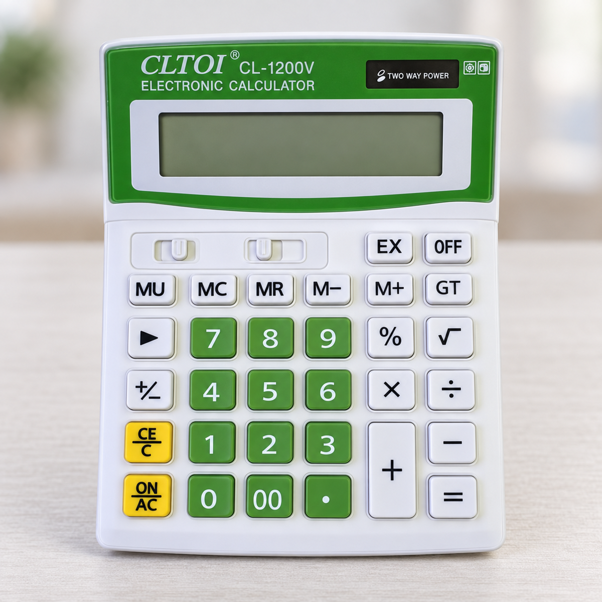 Calculadora de escritorio CL-1200V verde y blanca — 19038-10 — vista principal