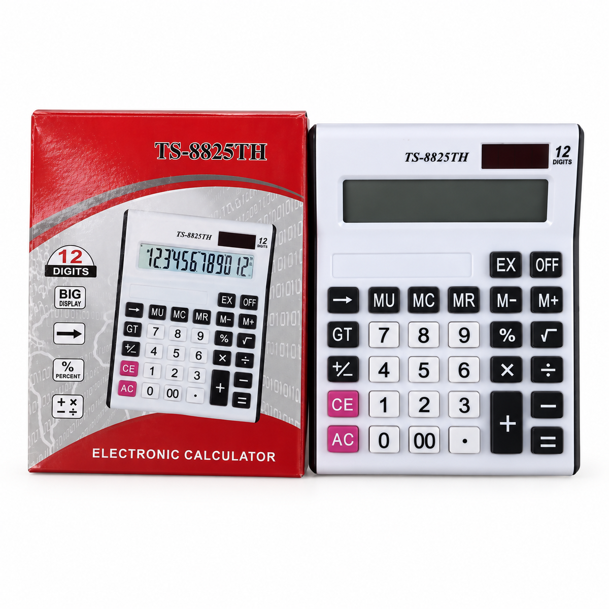 Calculadora de escritorio de 12 dígitos TS-8825TH — 19038-22 — fondo blanco