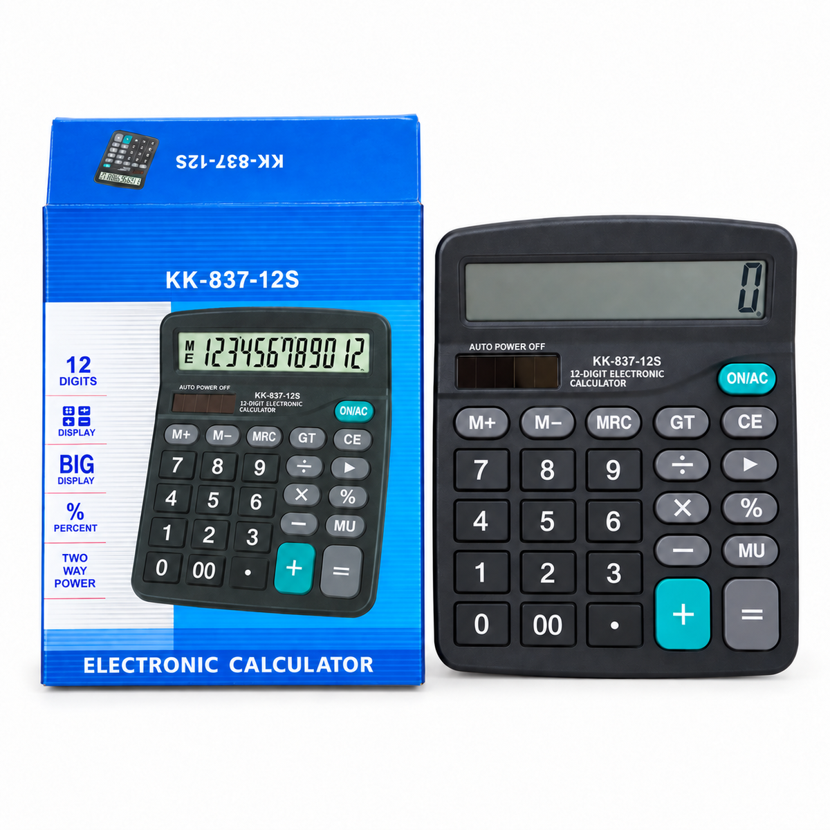 Calculadora de escritorio de 12 dígitos KK-837-12S — 19038-3 — fondo blanco