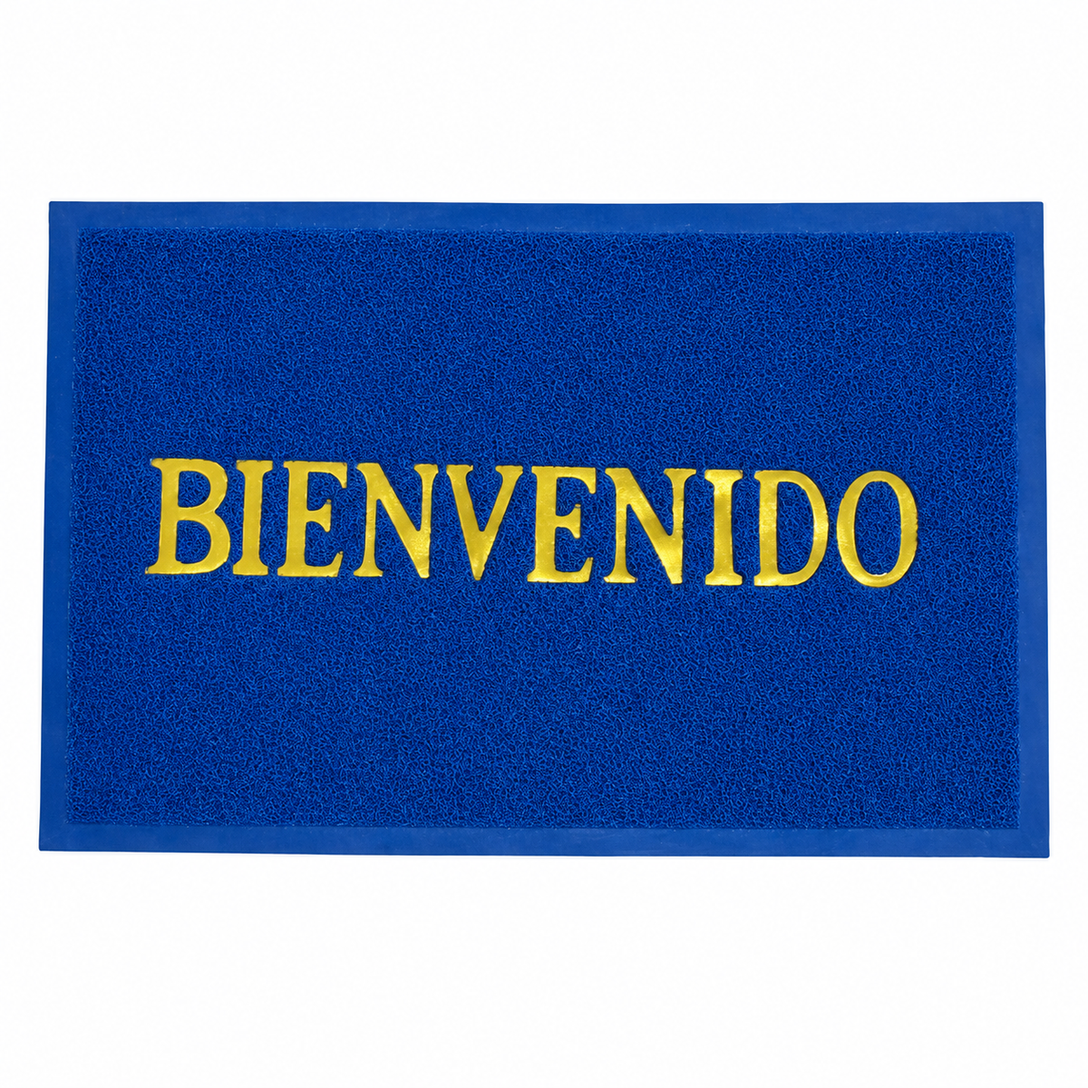 Tapete de entrada con mensaje BIENVENIDO 19060-61 — vista sobre fondo blanco