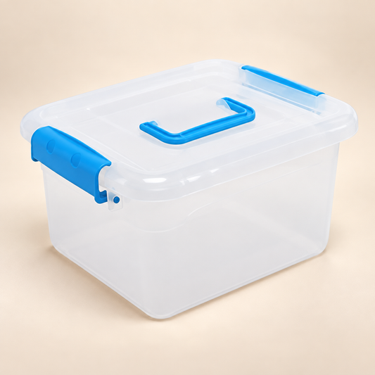 Caja plástica transparente con tapa y asas, color surtido 19073-36 — vista principal