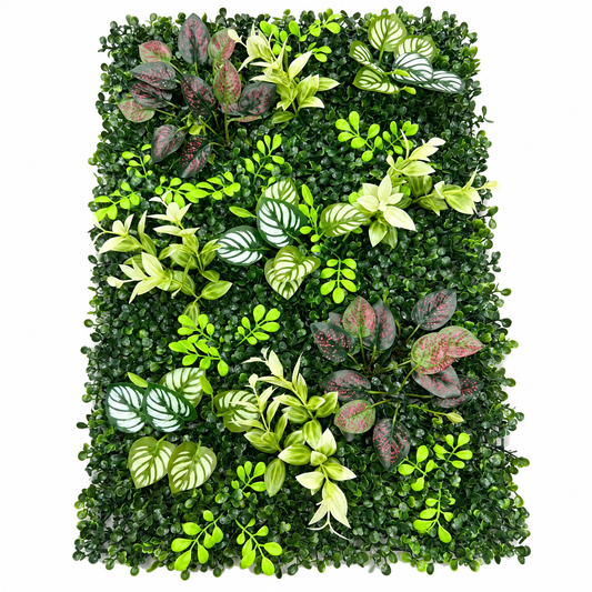 Panel decorativo de follaje artificial 40 × 60 cm 19079-65 — vista sobre fondo blanco
