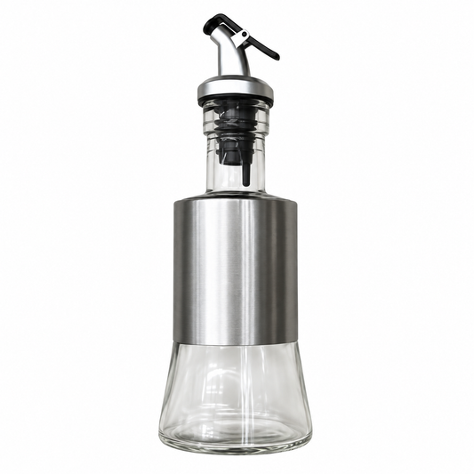 Botella dispensadora de vidrio con bomba 19254-76 — vista sobre fondo blanco