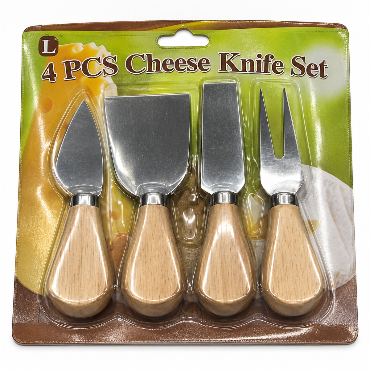 Juego de 4 cuchillos para queso con mango de madera 19299-36 — detalle del producto