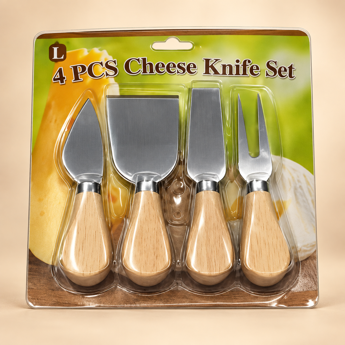 Juego de 4 cuchillos para queso con mango de madera 19299-36 — vista principal