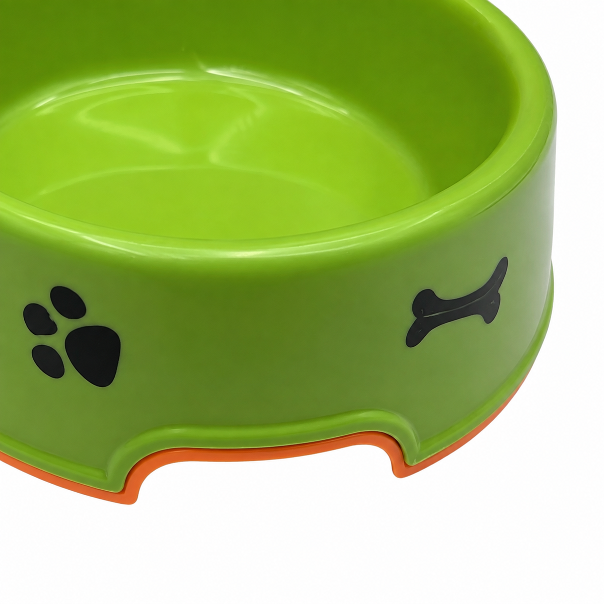 Plato verde para mascotas con huella y hueso 19485-46 — detalle