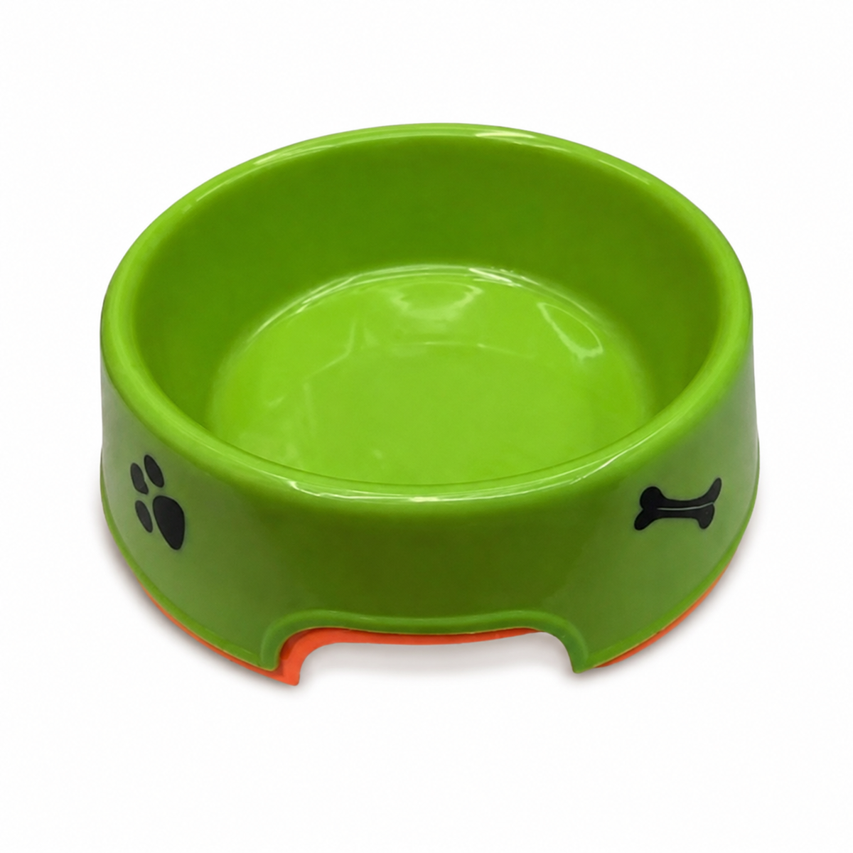 Plato verde para mascotas con huella y hueso 19485-46 — fondo blanco