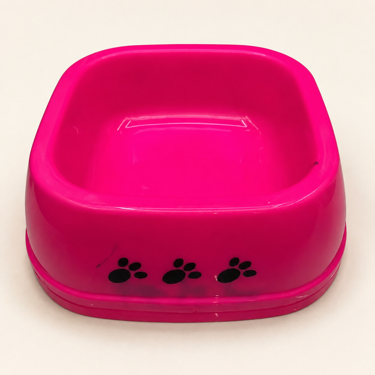 Plato cuadrado rosa para mascotas 19485-47 — vista completa