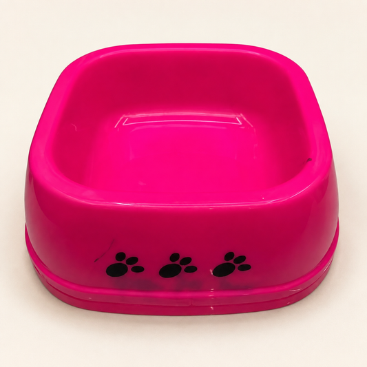 Plato cuadrado rosa para mascotas 19485-47 — vista completa