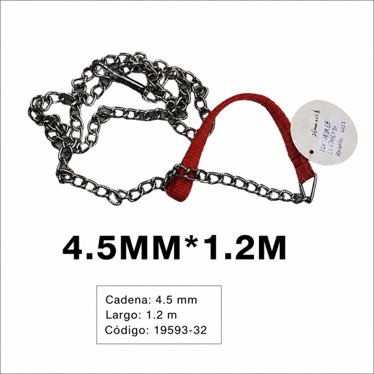 Correa de cadena con asa roja para perro 19593-32 — fondo blanco