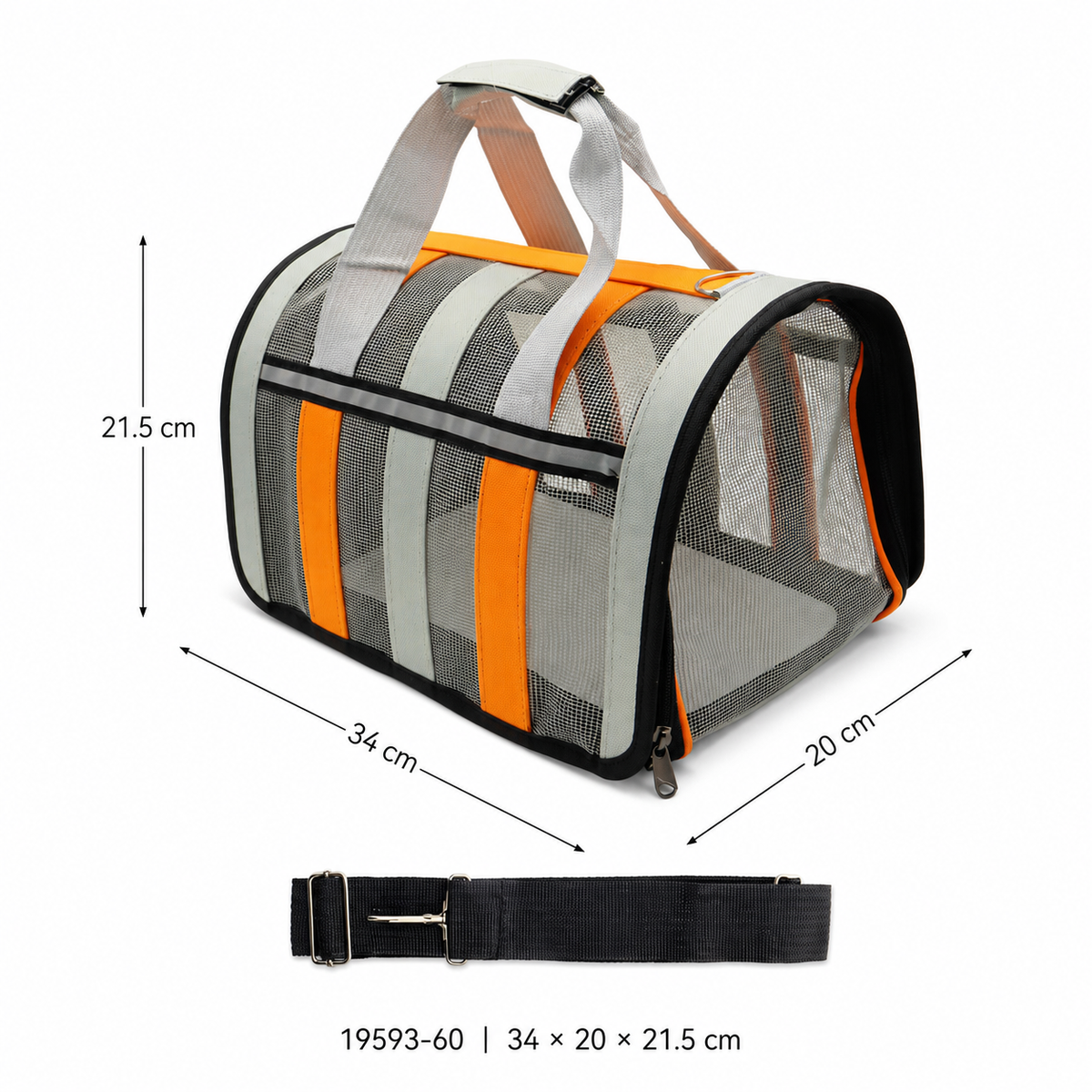 Bolso transportador para mascotas con malla 19593-60 — fondo blanco