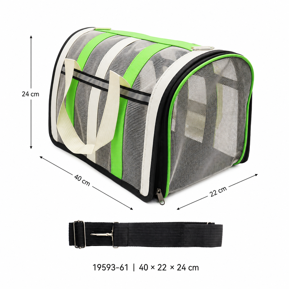 Bolso transportador para mascotas con malla 19593-61 — fondo blanco
