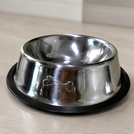 Plato metálico para perro con relieve de hueso 19593-80 — vista completa