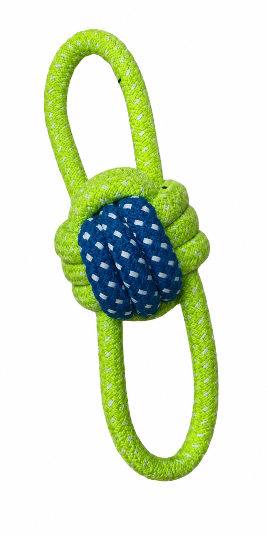 Juguete de cuerda con pelota tejida para perro 19593-83 — fondo blanco