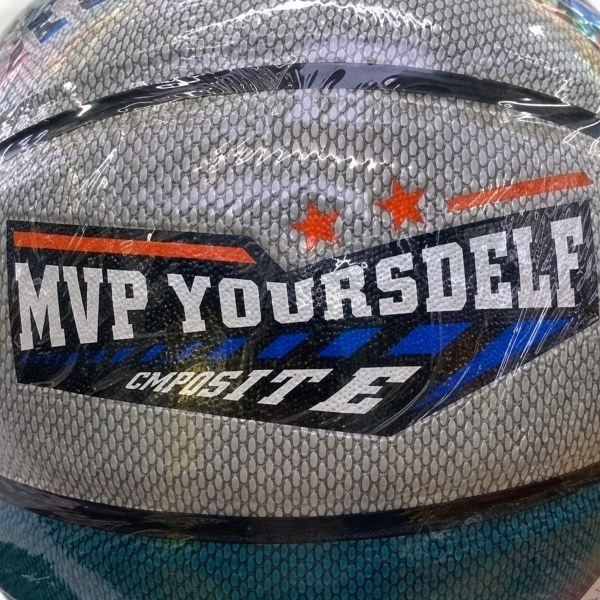 Balón de baloncesto plateado con diseño gráfico 20027-32 — detalle del producto