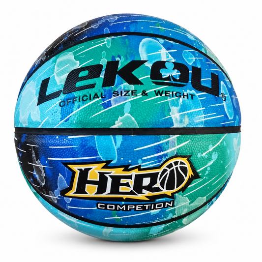 Balón de baloncesto LeKou Hero azul 20027-49 — vista sobre fondo blanco
