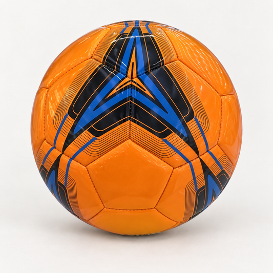 Balón de fútbol naranja con franjas negras y azules 20027-53 — vista principal