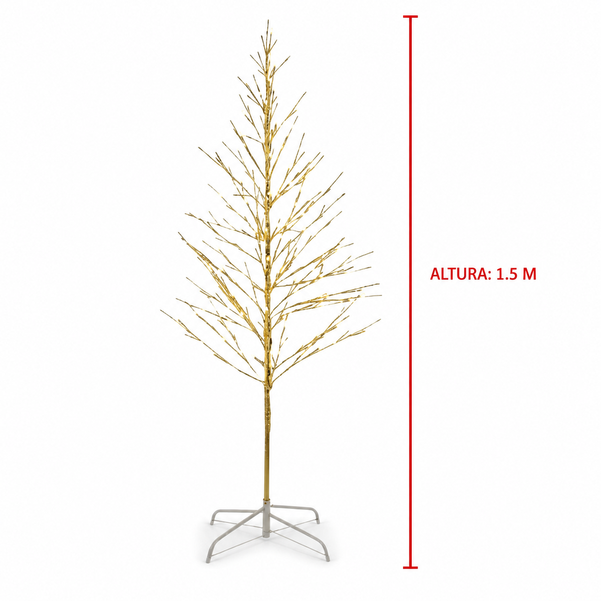 Árbol luminoso dorado de 1.5 m — 20376-13 sobre fondo blanco