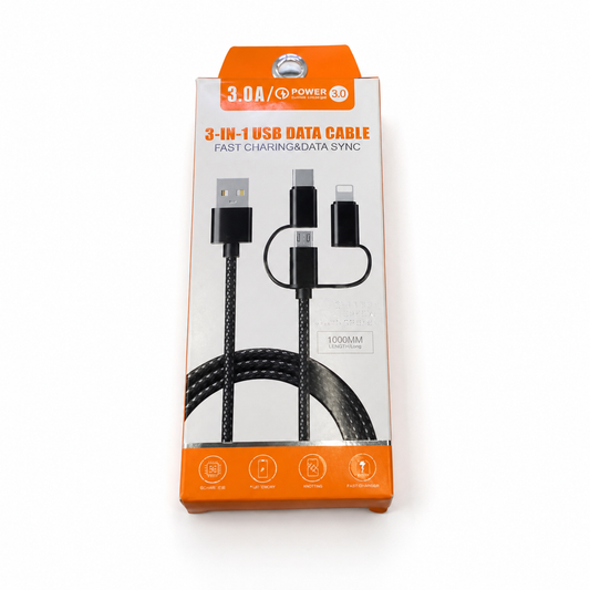 Cable USB 3 en 1 de 1 m 20611-2 — vista sobre fondo blanco