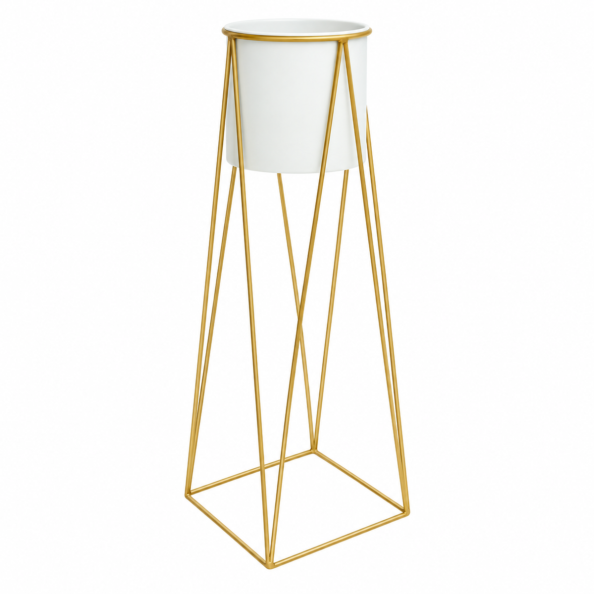 Soporte alto para maceta con diseño geométrico 20715-3 — vista sobre fondo blanco