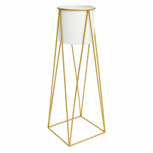 Soporte alto para maceta con diseño geométrico 20715-3 — vista sobre fondo blanco