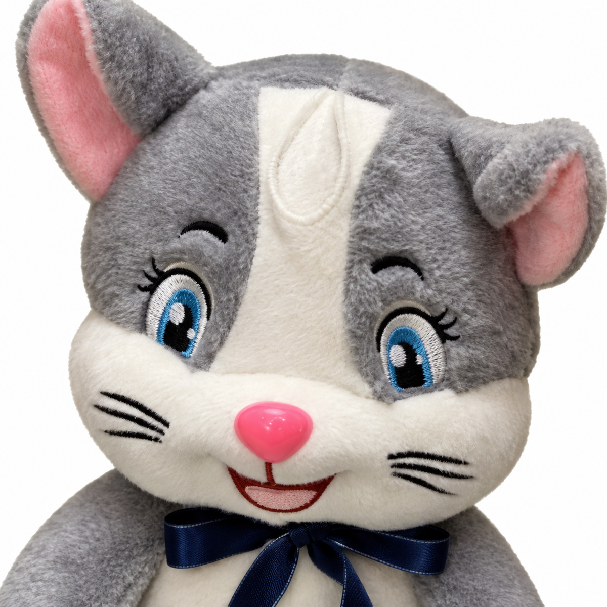 Peluche de gatito gris con lazo azul 20809-70 — detalle del producto