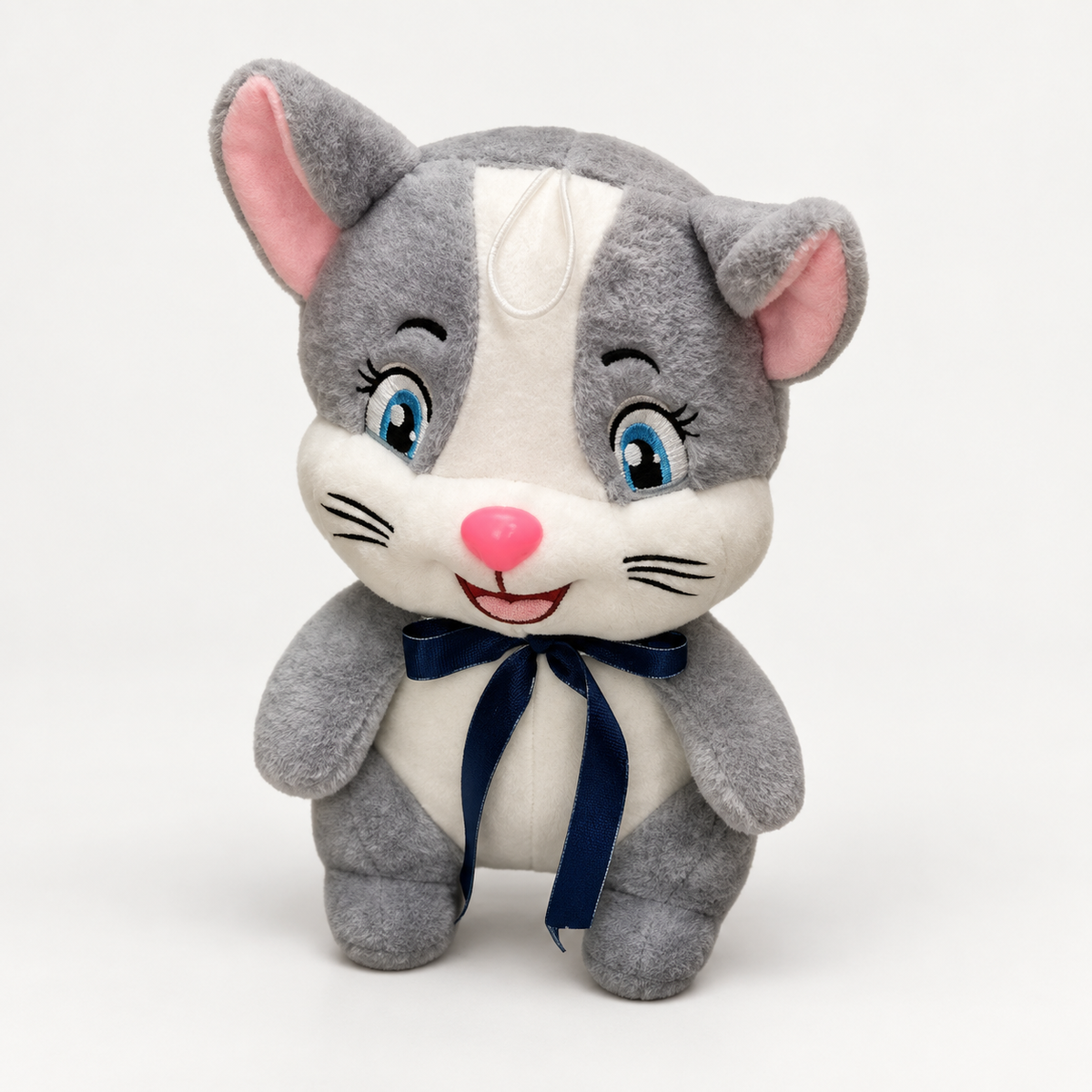 Peluche de gatito gris con lazo azul 20809-70 — vista principal