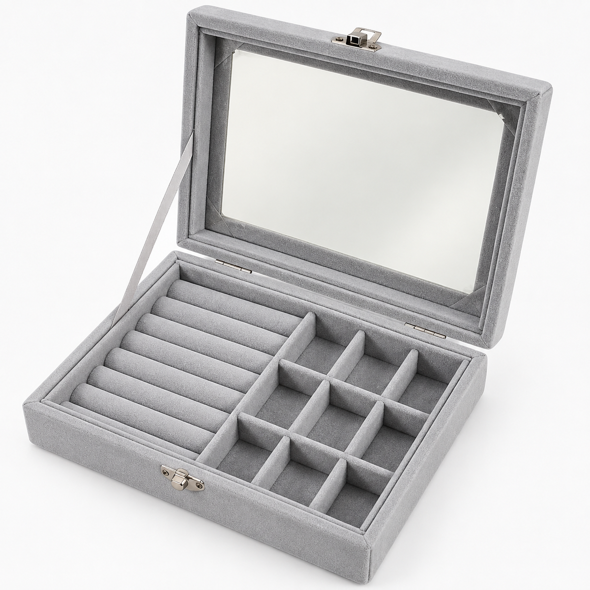 Caja organizadora de joyería con espejo y compartimentos 20848-68 — detalle del producto