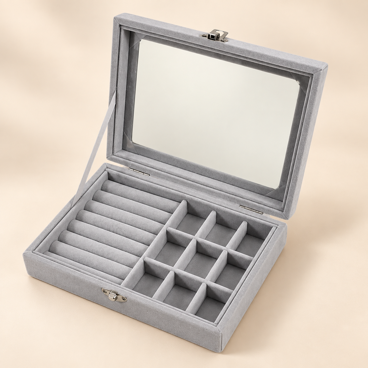 Caja organizadora de joyería con espejo y compartimentos 20848-68 — vista principal