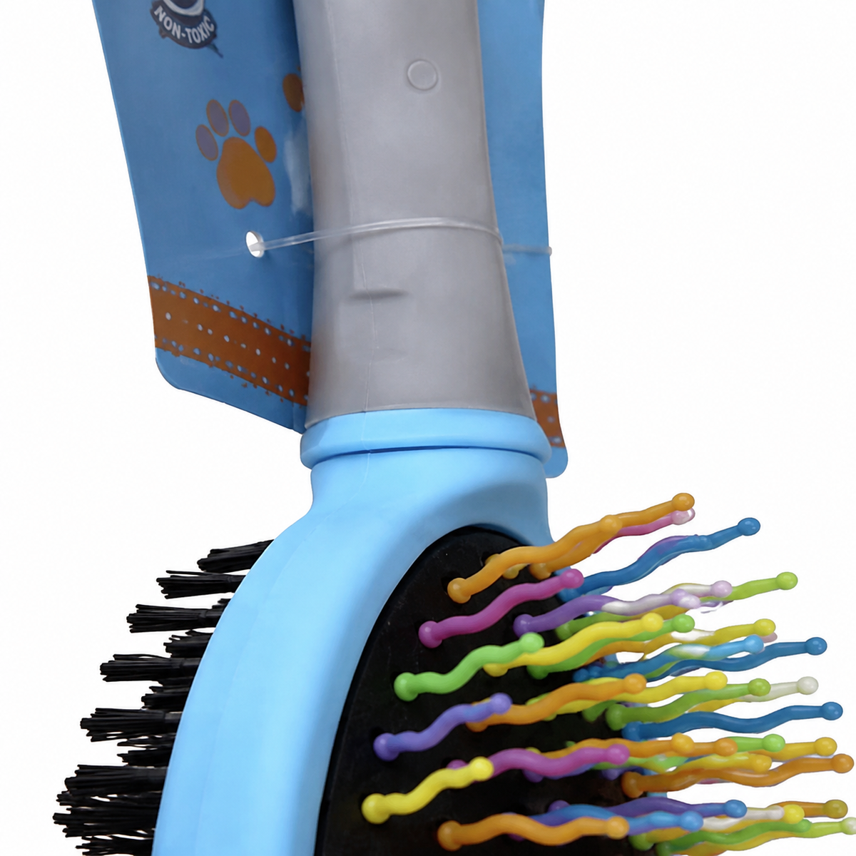 Cepillo doble para mascotas con púas de colores 21003-17 — detalle