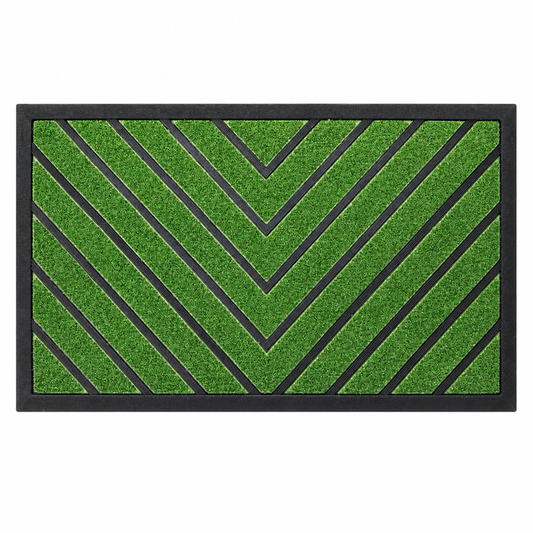 Tapete de entrada verde y negro 45 × 75 cm 21009-21 — vista sobre fondo blanco