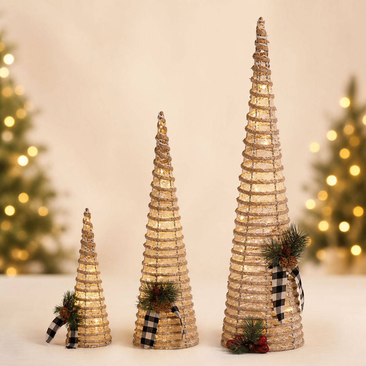 Set de 3 torres luminosas navideñas 40/60/80 cm — 22002-31 — vista 1