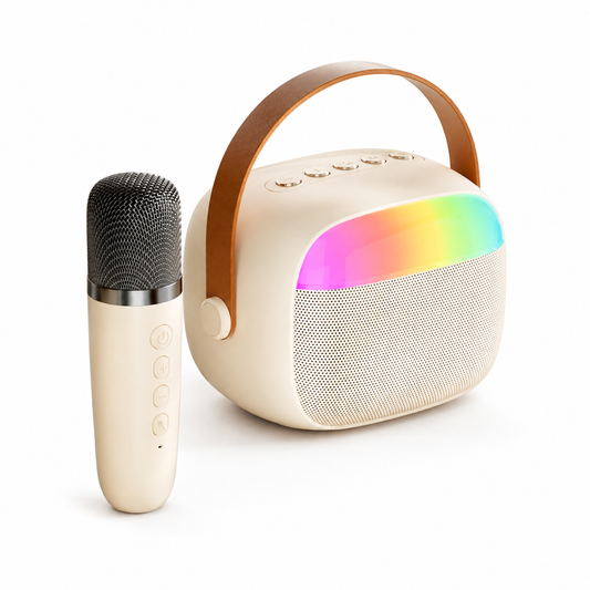 Bocina para karaoke con micrófono y luz 23166-20 — vista sobre fondo blanco