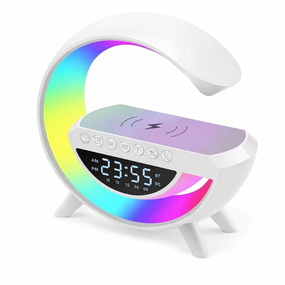 Bocina con reloj y luz en forma de G 23166-3 — vista sobre fondo blanco