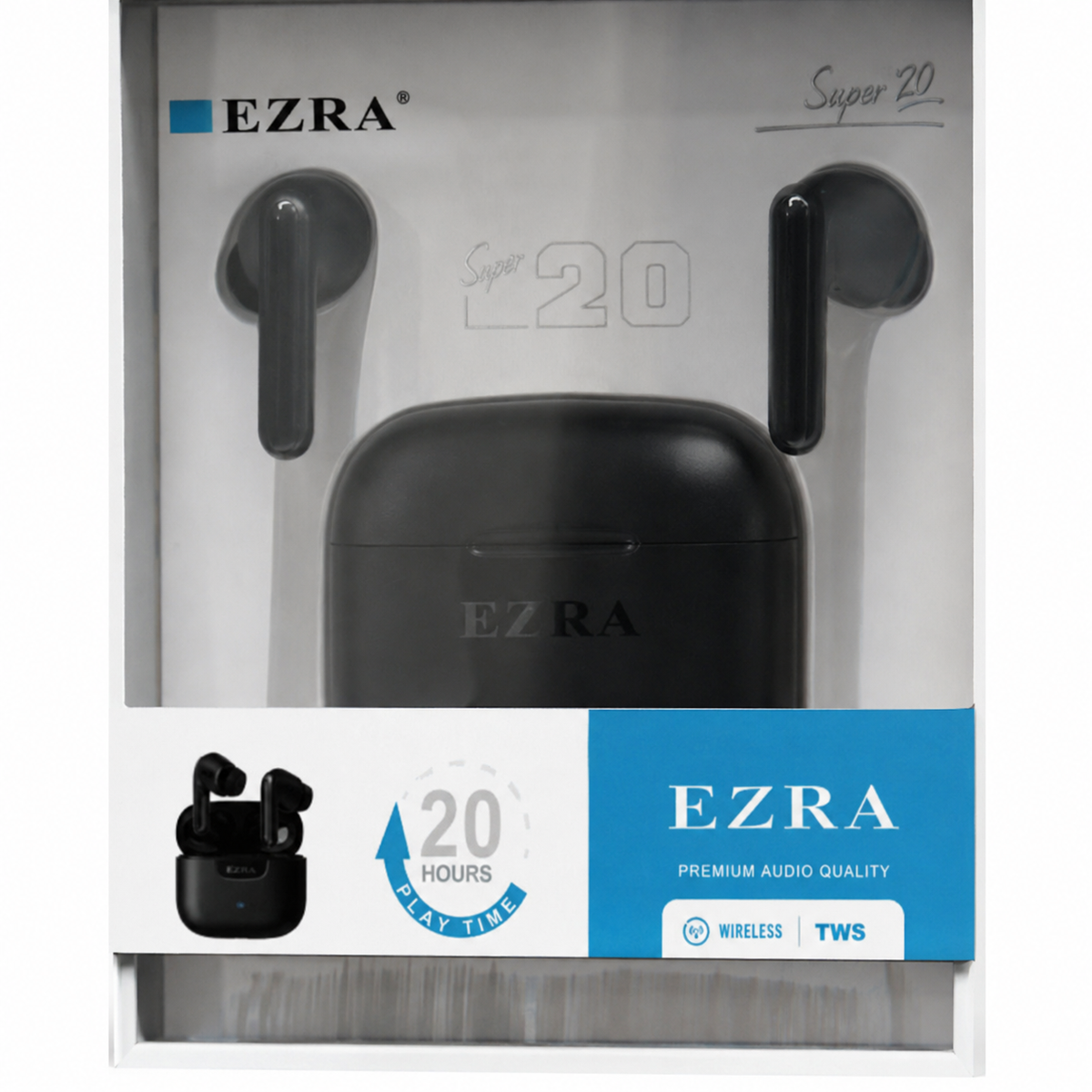 Audífonos inalámbricos EZRA con estuche compacto negro 23198-34 — detalle del producto